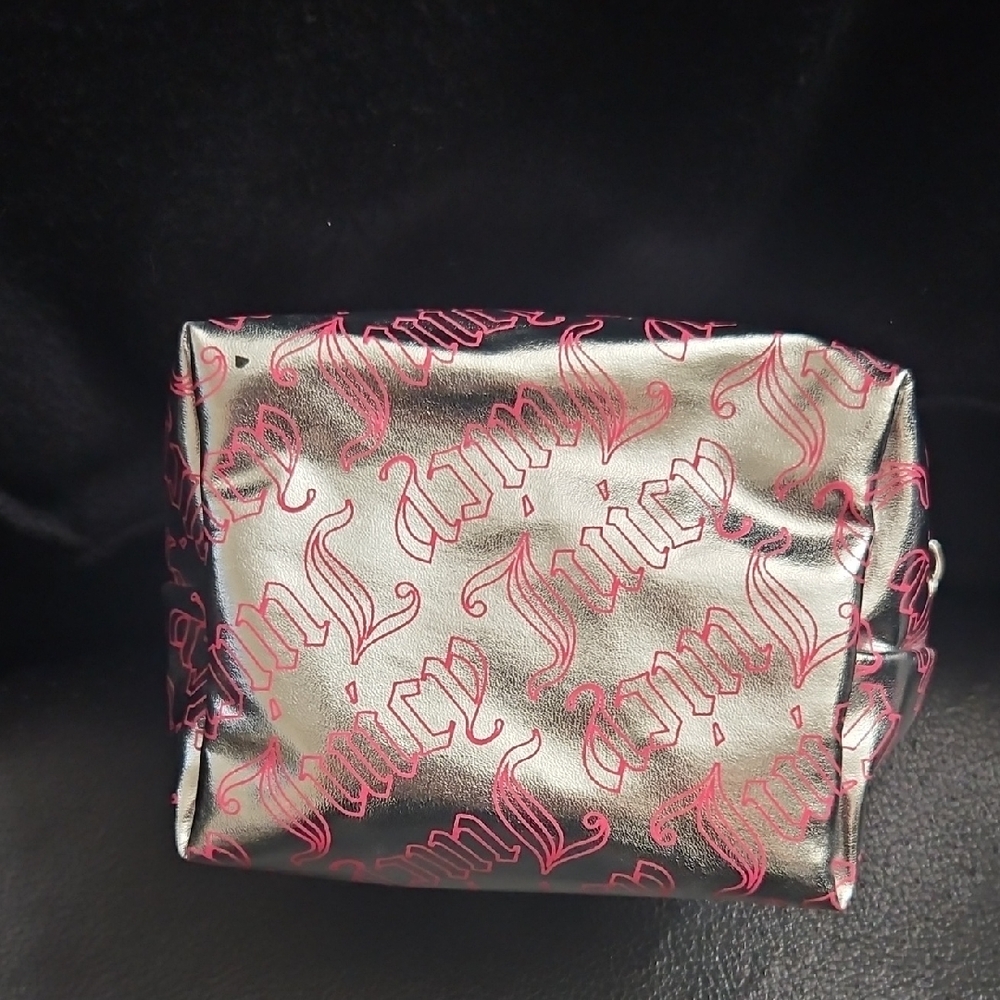 Juicy Couture Metallic Silver and Pink Cosmetic Bag